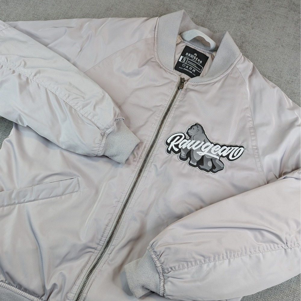 Rawgear Bomber Jacket Men S Grey Sherpa Lined Gorilla Logo Hit Streetwear Puffer